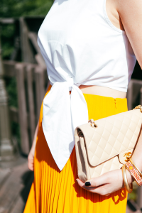 COS Pleated Orange Skirt | The Style Scribe