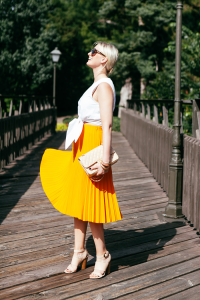 COS Pleated Orange Skirt | The Style Scribe